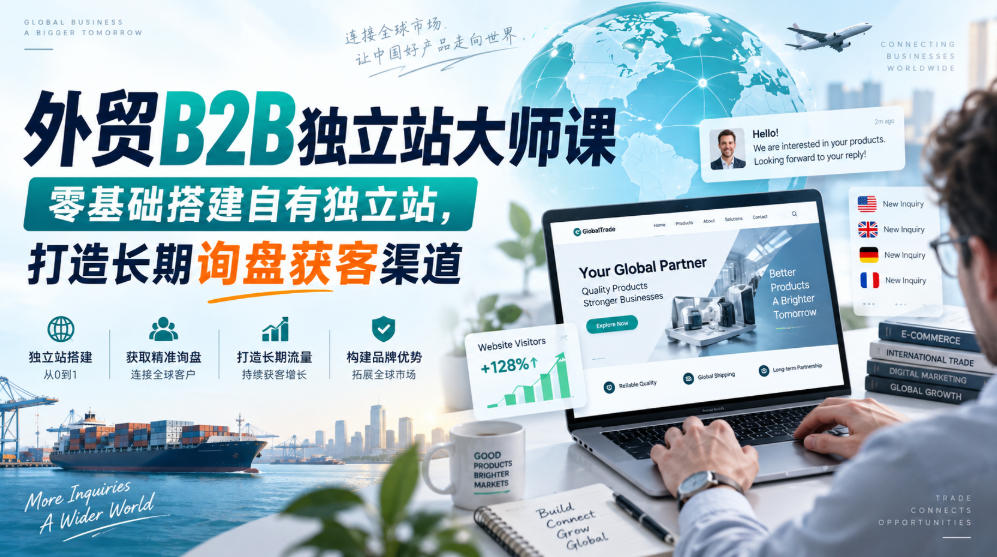 外贸B2B独立站大师课，零基础搭建自有独立站，打造长期询盘获客渠道-百川聊项目