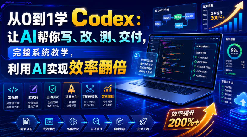 从0到1学Codex：让AI帮你写、改、测、交付，完整系统教学，利用AI实现效率翻倍(更新0918)-百川聊项目