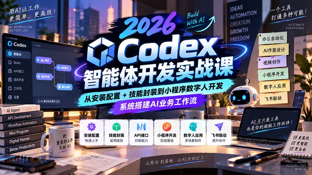 2026Codex智能体开发实战课：从安装配置+技能封装到小程序数字人开发，系统搭建AI业务工作流-百川聊项目