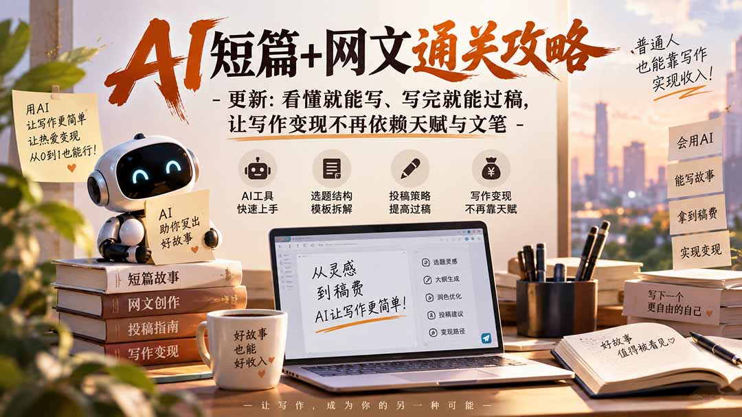 AI短篇+网文通关攻略-更新0921：看懂就能写、写完就能过稿，让写作变现不再依赖天赋与文笔-百川聊项目