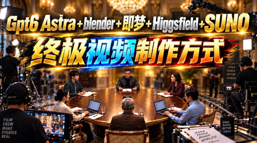 GPT-6 Astra+Blender+即梦+Higgsfield+Suno=终极视频制作方式！-百川聊项目