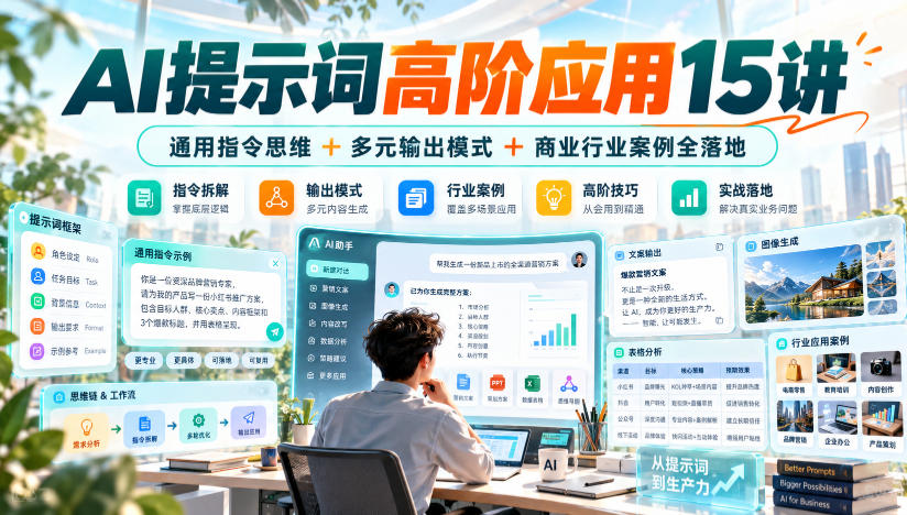 AI提示词高阶应用15讲|通用指令思维+多元输出模式+商业行业案例全落地-百川聊项目
