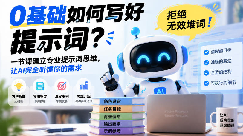 0基础如何写好提示词，拒绝无效堆词！一节课建立专业提示词思维，让AI完全听懂你的需求-百川聊项目