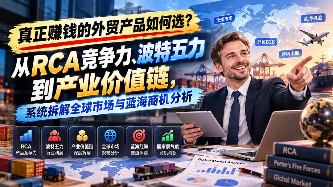 真正赚钱的外贸B2B产品如何选？从RCA竞争力、波特五力到产业价值链，系统拆解全球市场与蓝海商机分析-百川聊项目