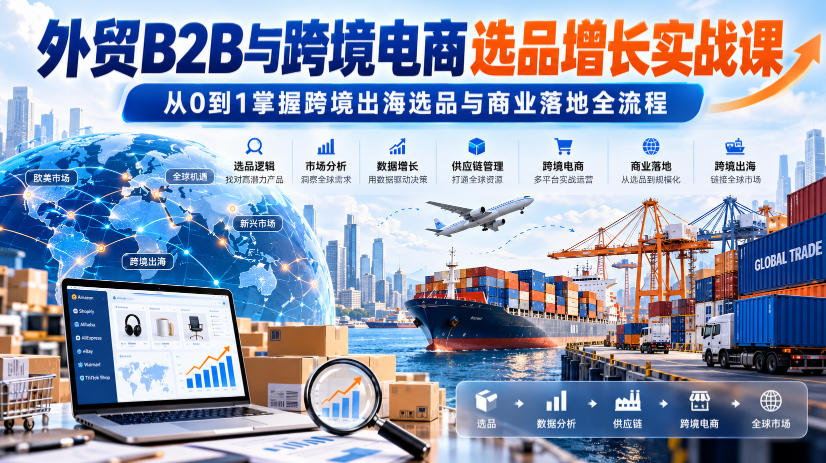 外贸B2B与跨境电商选品增长实战课，从0到1掌握跨境出海选品与商业落地全流程-百川聊项目