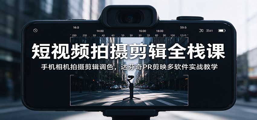 短视频拍摄剪辑全栈课：手机相机拍摄剪辑调色，达芬奇PR剪映多软件实战教学-百川聊项目