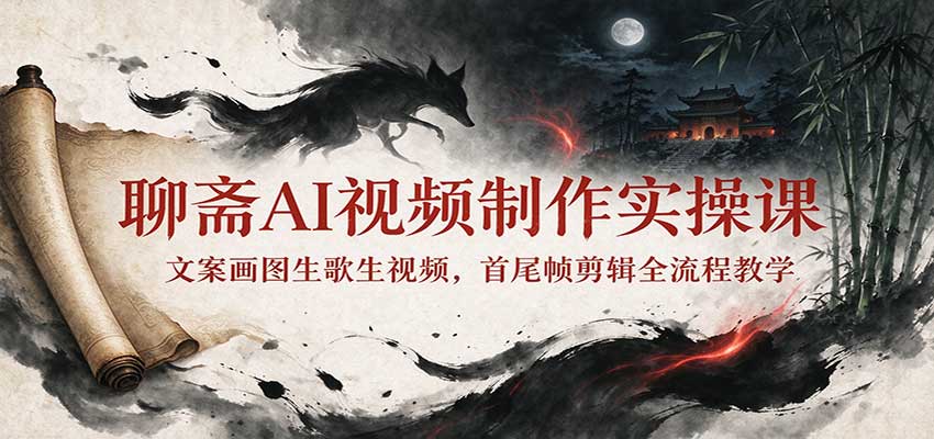 聊斋AI视频制作实操课:文案画图生歌生视频,首尾帧剪辑全流程教学-百川聊项目