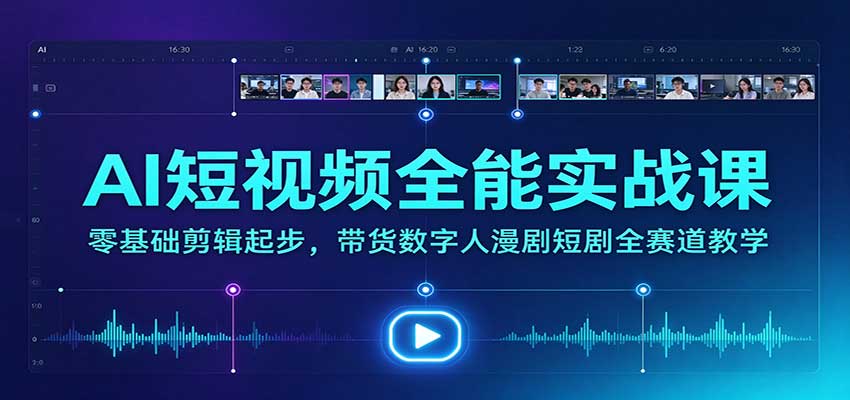 AI短视频全能实战课：零基础剪辑起步，带货数字人漫剧短剧全赛道教学-百川聊项目