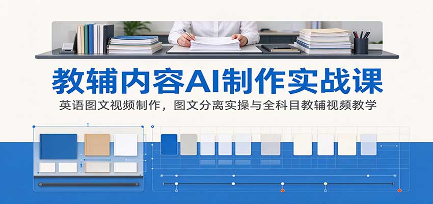 AI制作教辅内容实战课：英语图文视频制作，图文分离实操与全科目教辅视频教学-百川聊项目