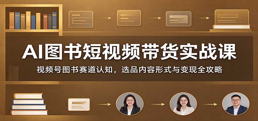 AI图书短视频带货实战课：视频号图书赛道认知，选品内容形式与变现全攻略-百川聊项目