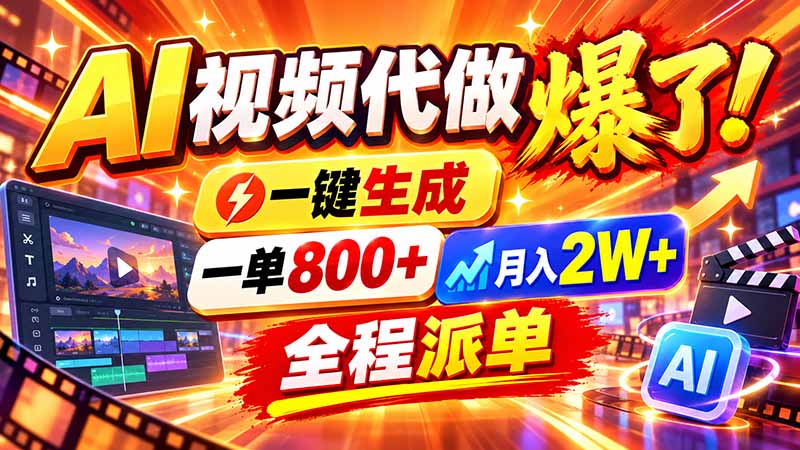 2026年底新赛道，AI视频代做一单800+，小白可做，告别打工-百川聊项目