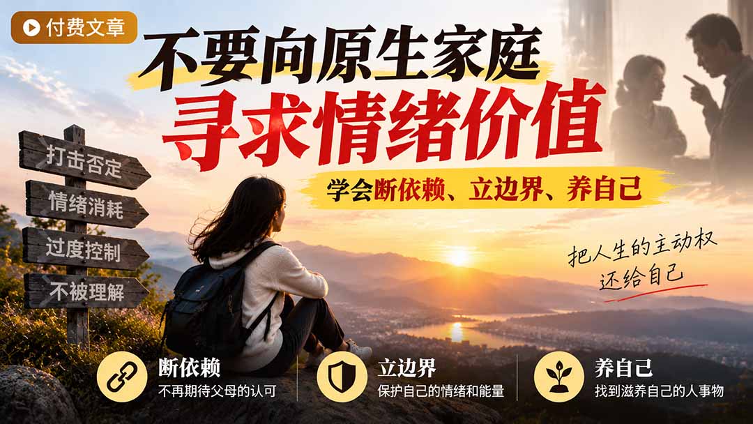 付费文章：不要向原生家庭寻求情绪价值，学会断依赖、立边界、养自己-百川聊项目