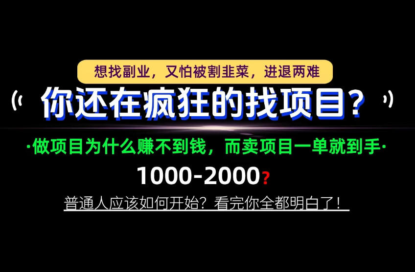 你还在疯狂的找项目？别傻了！卖项目才是真正的一本万利！怎么做，看完你全都明白！【揭秘】-百川聊项目