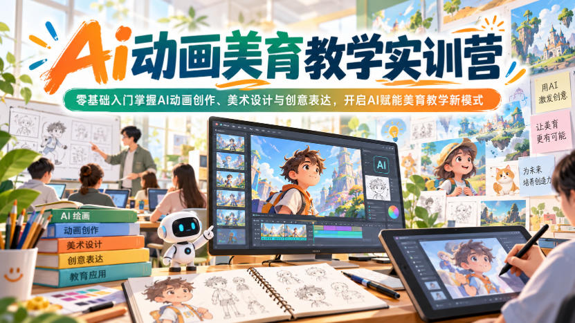 Ai动画美育教学实训营，零基础入门掌握AI动画创作、美术设计与创意表达，开启AI赋能美育教学新模式-百川聊项目