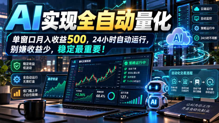 AI全自动量化项目，长期稳定可落地，0门槛躺赚稳定项目！-百川聊项目