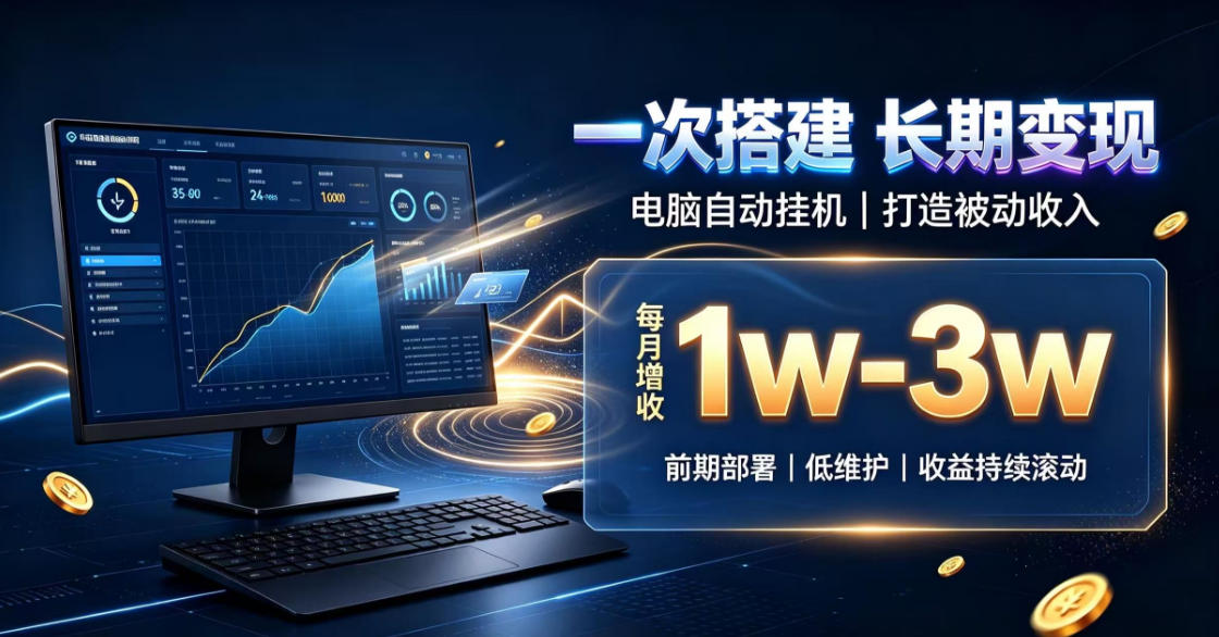 一份投入长期收益，电脑自动挂G类目，搭建被动收入每月增收1w-3w【揭秘】-百川聊项目