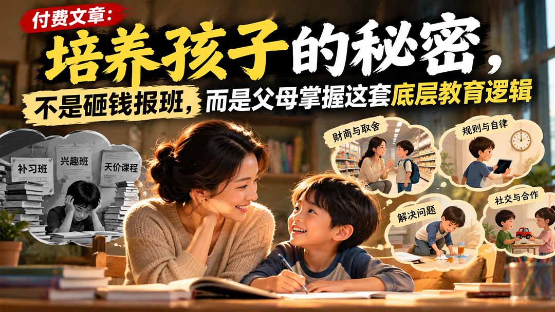 付费文章：培养孩子的秘密，不是砸钱报班，而是父母掌握这套底层教育逻辑-百川聊项目