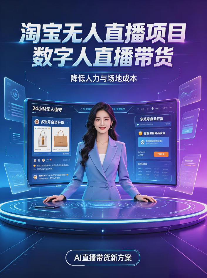 淘宝AI无人直播带货,24小时自动开播低门槛副业,无需真人长时间出镜,持续引流出单【揭秘】-百川聊项目