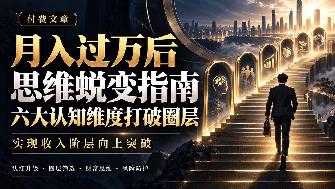 付费文章：月入过万后思维蜕变指南，六大认知维度打破圈层，实现收入阶层向上突破-百川聊项目