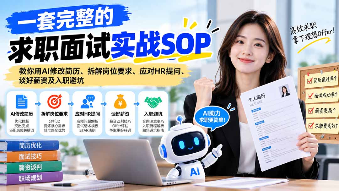 一套完整的求职面试实战SOP：教你用AI修改简历、拆解岗位要求、应对HR提问、谈好薪资及入职避坑-百川聊项目