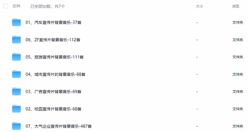 图片[3]-某宝付费购买，常用6G音效合集！970+首宣传片背景音乐，无版权可商用大气素材，分类清晰，高质量内容-百川聊项目